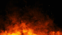Fire Embers Particles Texture Overlays . Burn Effect On Isolated Black Background. Concept Of Particles , Sparkles, Flame And Light. Stock Illustration.