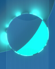 Fototapete - Rounded abstract geometric blue colored composition with a light ring of in the center 3d rendering digital illustration