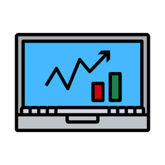 Sticker - Icon Of Laptop With Chart