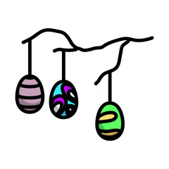 Poster - Easter Eggs Hanged On Tree Branch Icon