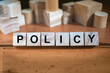 Policy Word In Wooden Cube