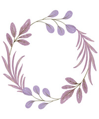 Wall Mural - Watercolor leaf round frame.