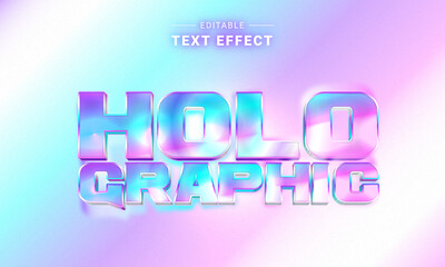Wall Mural - Editable Trendy Holographic Text Effect. Vibrant Graphic Styles