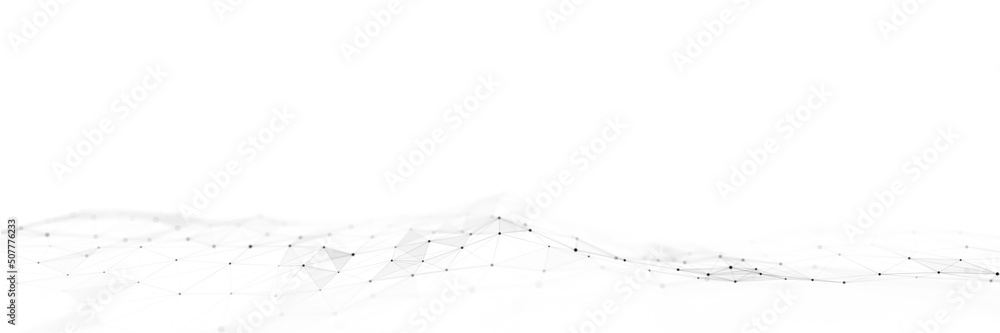 Dynamic wave with connected dots and lines on a white background ...