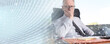 © thodonal - Portrait of thoughtful businessman sitting; panoramic banner