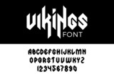 Fototapeta  - Gothic Vector Font Condensed Bold. Viking Celtic Medieval Barbarian Scandinavian style Letters Numbers.