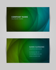 Wall Mural - Abstract business card with spiral swirls vector template. Green geometric lines futuristic gradient dance. Creative trendy textures in muted colors. Modern fantastic branding with opening tracery.