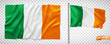 Vector realistic illustration of Irish flags on a transparent background.