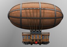 Steampunk Airship, Or Dirigible, Against A White Background Airship Model 3D Render
