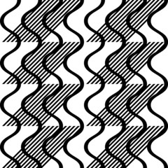 Leinwandbilder - Modern abstract geometric contemporary vector seamless diagonal pattern with simple elements and shapes. Graphic black and white minimalist background.