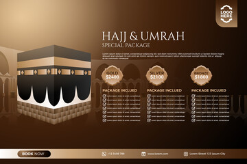 Hajj and Umrah package promotion luxury banner template