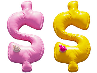 Sticker - Inflatable Swimming Ring alphabet. Dollar symbol