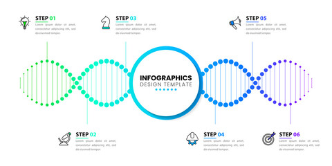 Infographic template. DNA concept with six steps