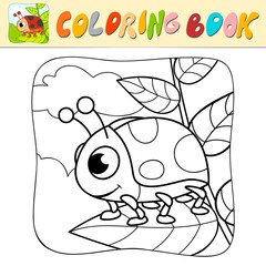 Wall Mural - Coloring book or Coloring page for kids. ladybug black and white vector. Nature background