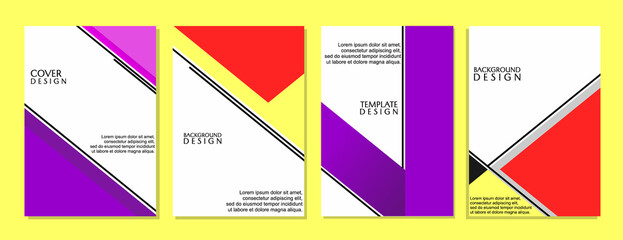 Wall Mural - Set of modern abstract covers with straight line pattern, simple book cover design. Colorful background, vector illustration.