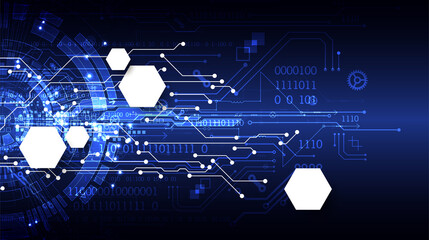 Abstract background on technological and scientific topics. Various techno details with using digital code. Vector format.