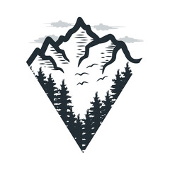 Wall Mural - mountain design illustration. outdoor badge design.