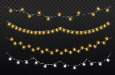 Wall Mural - christmas glowing light garland, led neon lamp.