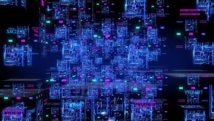 Wall Mural - technological abstract futuristic background moving in big data digital cyberspace