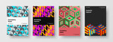 Fototapeta Młodzieżowe - Unique cover design vector illustration bundle. Clean geometric tiles poster template composition.