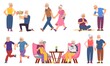 Happy elderly activity. Retirement seniors activities, healthy old people. Cartoon granny run, knit and meditating. Active grandparents decent vector set