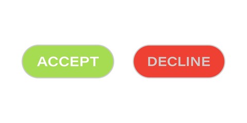 Accept and decline buttons. Web design concept. Vector illustration.