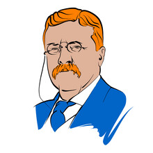 Theodore Roosevelt Vector Drawing With Colored Surfaces