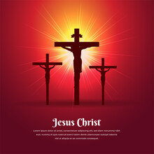 Elegant Jesus Christ Design Isolated On Red Gradient Background Vector.