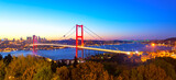 Istanbul Bosphorus Bridge or 15th July Martyrs Bridge at sunset. Istanbul, Turkey.