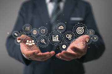 Aufkleber - Concepts of business planning, high-performance business processes and workflows, problem-solving, quality control, and tracking of long-term business evaluations.