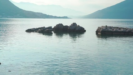 Wall Mural - Beautiful view of the sea bay and mountains on a wonderful summer sunny day