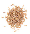 © vandycandy - Rye grains isolated on white background. Pile of rye malt seeds close up. Dry grains of winter rye. Top view.