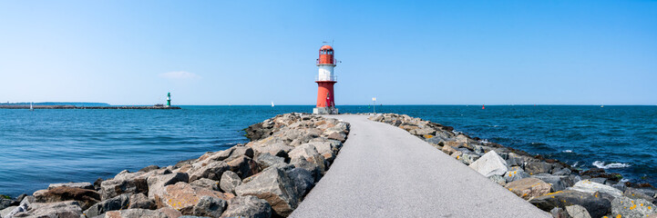 Wall Mural - lighthouse ostmole warnemünde panorama, rostock, mecklenburg-vorpommern, germany