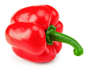 Wall Mural - one red sweet bell pepper isolated on white background. clipping path