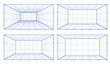 Set line perspective grid. Background for 3d interior room vector illustration. Frontal one-point view dimension wireframe.