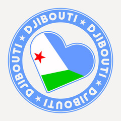 Wall Mural - Djibouti heart flag badge. From Djibouti with love logo. Support the country flag stamp. Vector illustration.