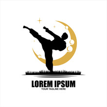 Karate Word With Fighter Silhouettes