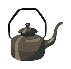 Sticker - Teapot with handle Camping Equipment. Vector illustration