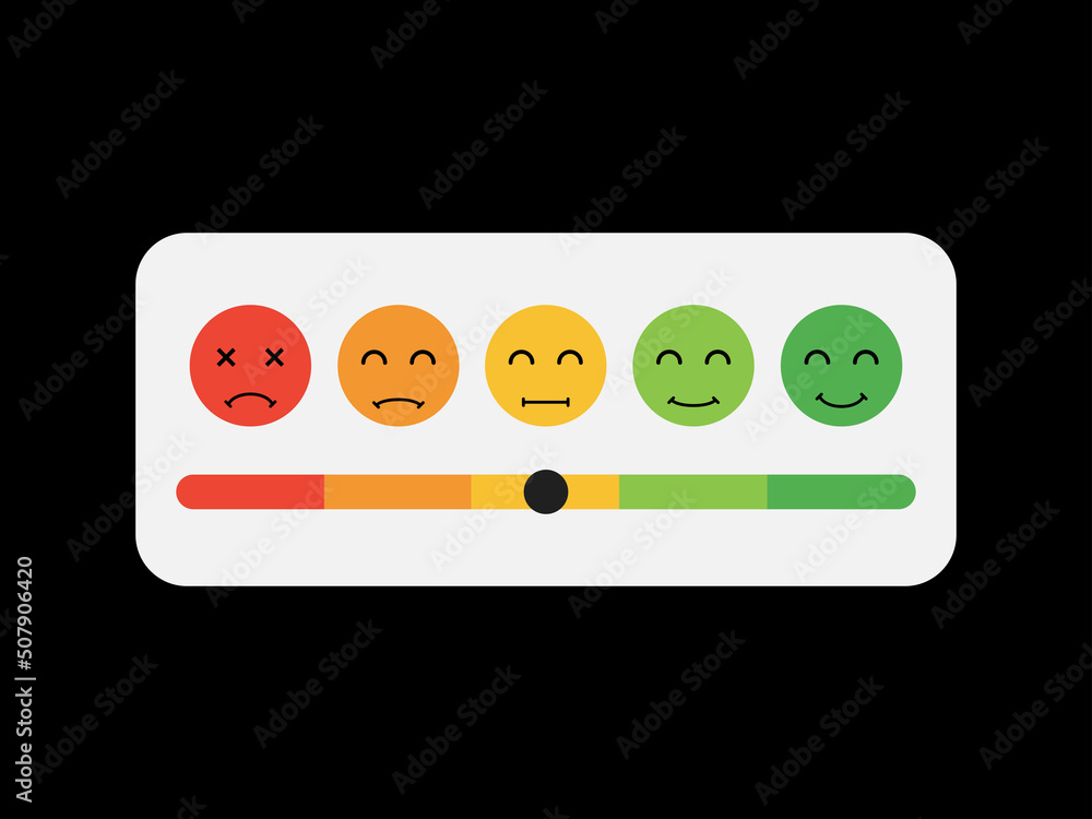 Smiley face and emotion. Rating emoticon and a set of negative and ...