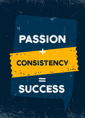 passion and consistancy career poster concept, graphic sign, print business flyer