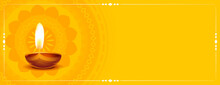 Yellow Diwali Banner With Text Space