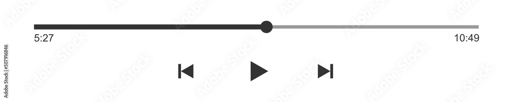 Loading bar with time slider, play, rewind and fast forward buttons ...