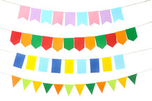 Colorful Flags For Festa Junina On White Background