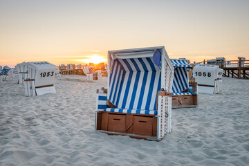 Wall Mural - sunset on the beach, sankt peter-ording, north sea, schleswig-holstein, germany