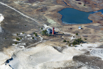 Wall Mural - Monomoy Point Lighthouse Aerial at Chatham, Cape Cod