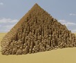 Crumbling pyramid from Egypt on the desert 3d rendering 