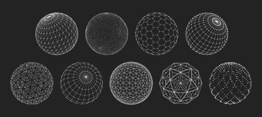 3d sphere mesh grid, globe or ball in circle net wire, vector digital earth. 3d sphere in wireframe 
