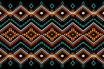 Geometric ethnic oriental seamless pattern traditional Design for background,carpet,wallpaper.clothing,wrapping,Batik fabric,Vector illustration.embroidery style - Sadu, sadou, sadow or sado