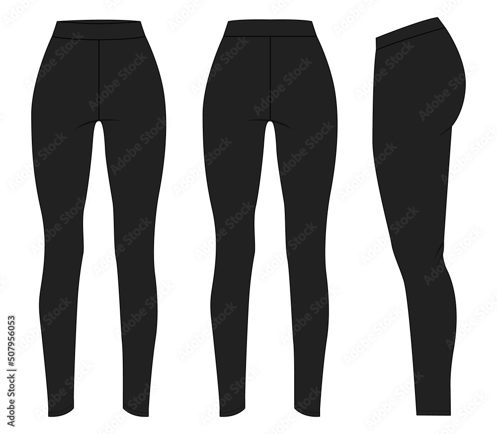 Slim fit Leggings pants fashion flat sketch vector illustration ...
