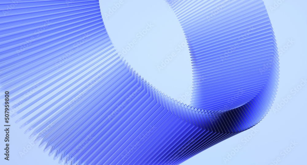 Circle made of glass shapes. 3d rendering.